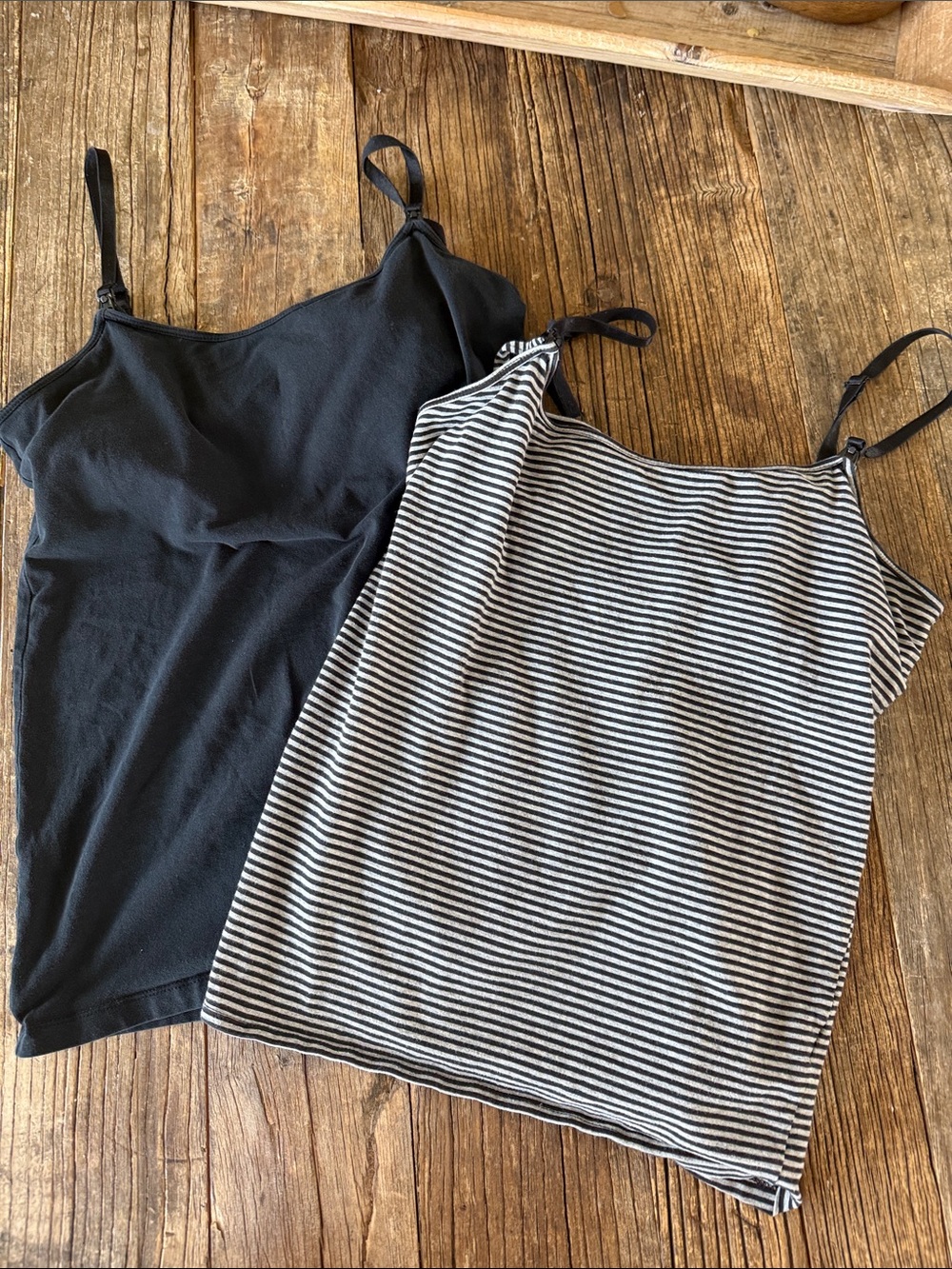 Motherhood Maternity Black & Black-White Stripe Nursing Cami Tank Top